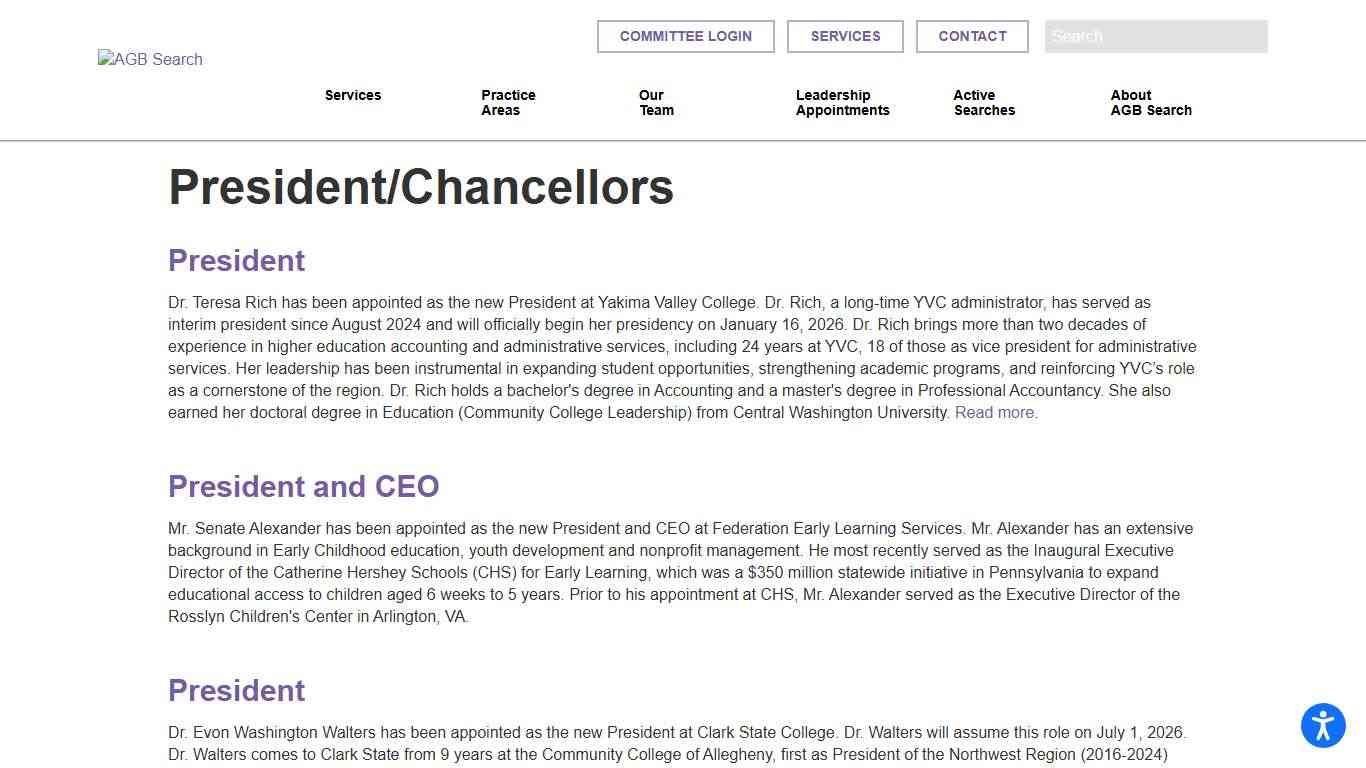 President/Chancellors AGB Search